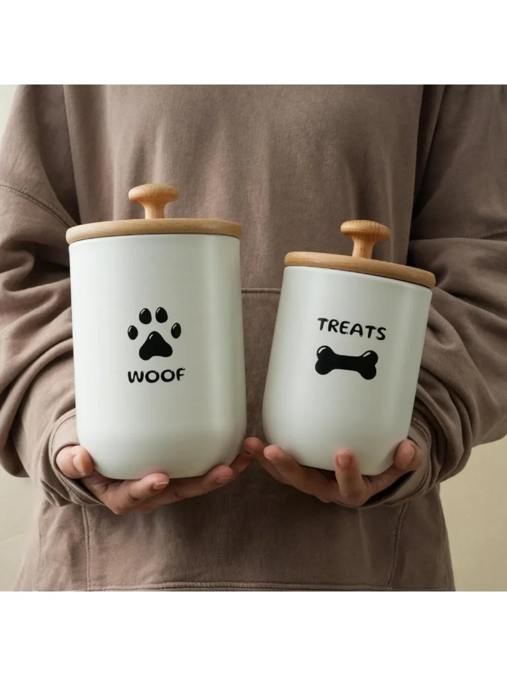 Airtight Dog Treat Container Set of 2 | Pet Treat Canister for Kitchen Counter
